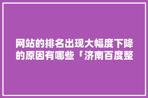 网站的排名出现大幅度下降的原因有哪些「济南百度整站优化服务」