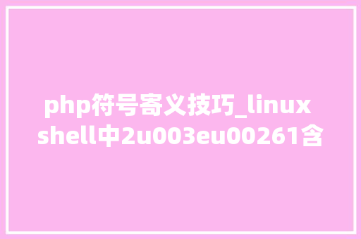 php符号寄义技巧_linux shell中2u003eu00261含义