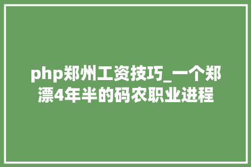 php郑州工资技巧_一个郑漂4年半的码农职业进程