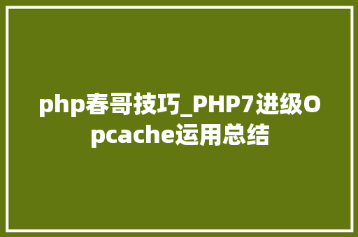 php春哥技巧_PHP7进级Opcache运用总结