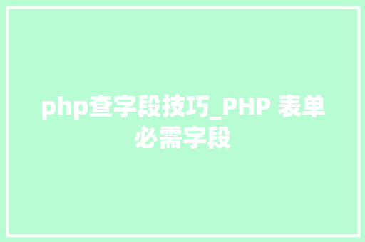 php查字段技巧_PHP 表单必需字段