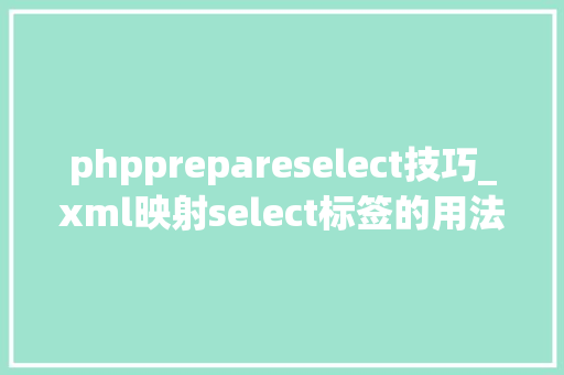phpprepareselect技巧_xml映射select标签的用法你学会了嘛