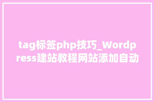 tag标签php技巧_Wordpress建站教程网站添加自动Tag标签内链 提升SEO优化效果