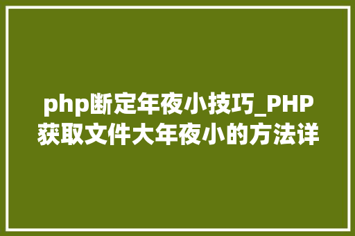 php断定年夜小技巧_PHP获取文件大年夜小的方法详解附视频