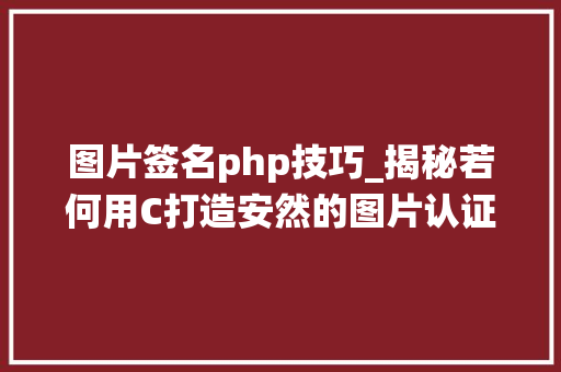 图片签名php技巧_揭秘若何用C打造安然的图片认证系统数字签名技能实战