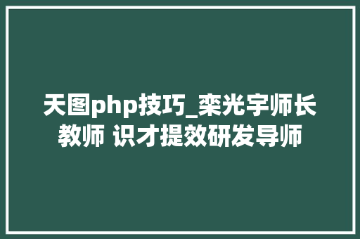 天图php技巧_栾光宇师长教师 识才提效研发导师