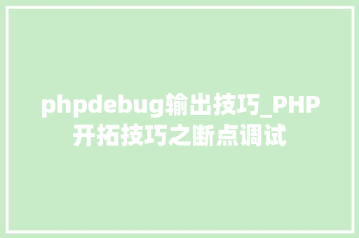 phpdebug输出技巧_PHP开拓技巧之断点调试