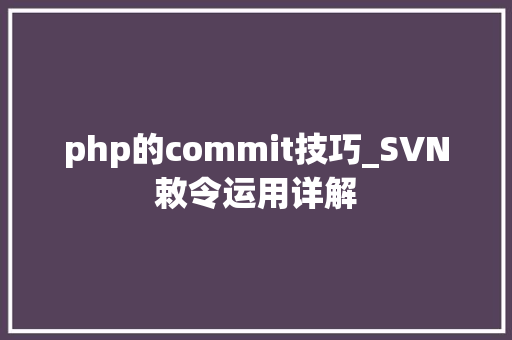php的commit技巧_SVN敕令运用详解