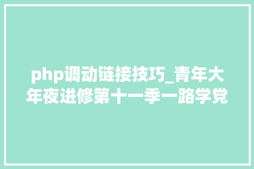 php调动链接技巧_青年大年夜进修第十一季一路学党史强化义务担当
