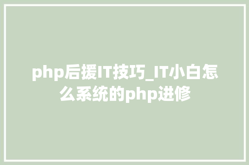 php后援IT技巧_IT小白怎么系统的php进修
