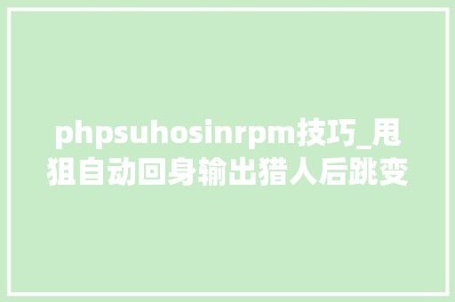 phpsuhosinrpm技巧_甩狙自动回身输出猎人后跳变前跳法师反向吹风等等等传授教化