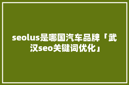 seolus是哪国汽车品牌「武汉seo关键词优化」