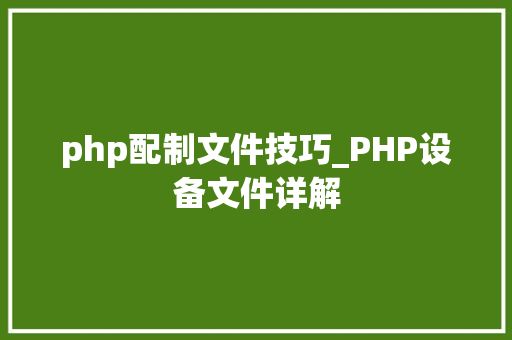 php配制文件技巧_PHP设备文件详解