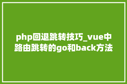 php回退跳转技巧_vue中路由跳转的go和back方法