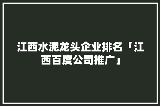 江西水泥龙头企业排名「江西百度公司推广」