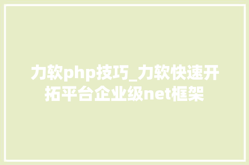 力软php技巧_力软快速开拓平台企业级net框架