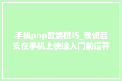 手机php前端技巧_教你若安在手机上快速入门前端开拓