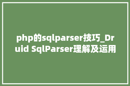 php的sqlparser技巧_Druid SqlParser理解及运用入门
