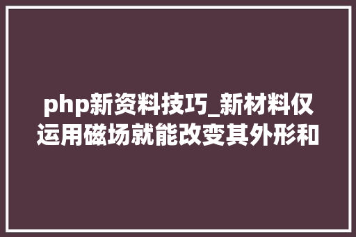 php新资料技巧_新材料仅运用磁场就能改变其外形和强度