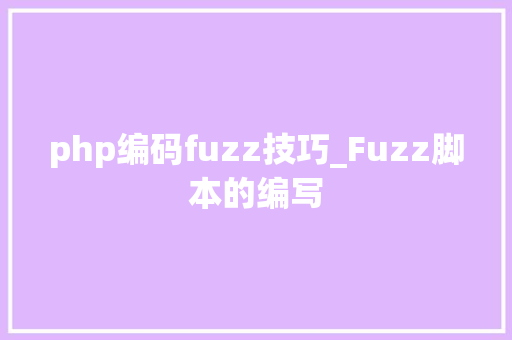 php编码fuzz技巧_Fuzz脚本的编写