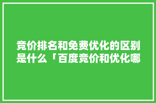 竞价排名和免费优化的区别是什么「百度竞价和优化哪个好」