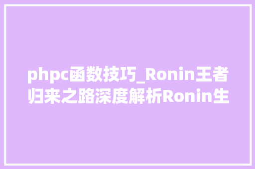 phpc函数技巧_Ronin王者归来之路深度解析Ronin生态图谱及DPoS迁移的影响