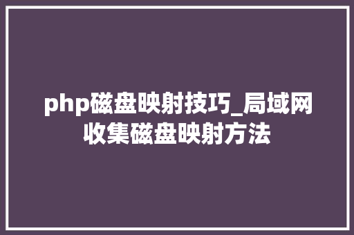 php磁盘映射技巧_局域网收集磁盘映射方法