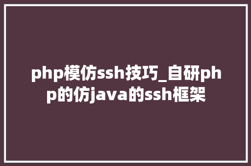 php模仿ssh技巧_自研php的仿java的ssh框架