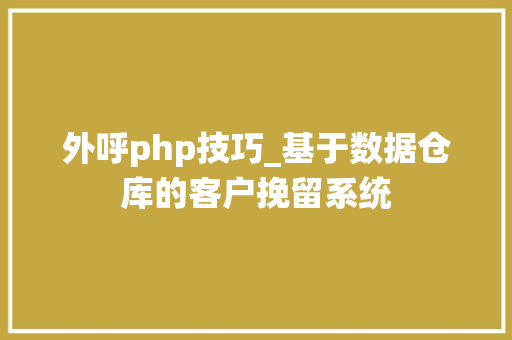外呼php技巧_基于数据仓库的客户挽留系统