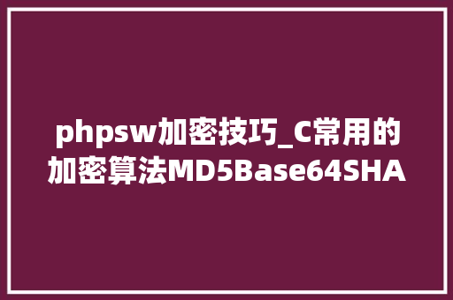 phpsw加密技巧_C常用的加密算法MD5Base64SHA1DESAESRSA