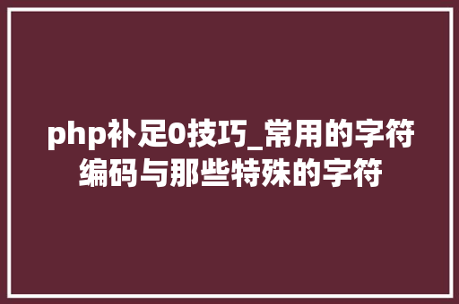 php补足0技巧_常用的字符编码与那些特殊的字符