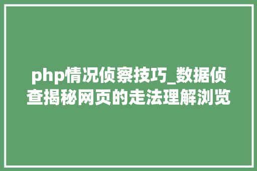 php情况侦察技巧_数据侦查揭秘网页的走法理解浏览数据传输神秘面纱