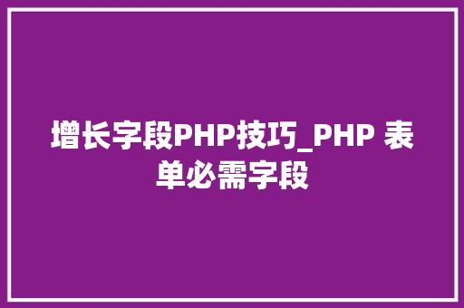 增长字段PHP技巧_PHP 表单必需字段