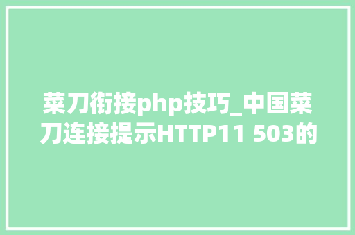 菜刀衔接php技巧_中国菜刀连接提示HTTP11 503的现象
