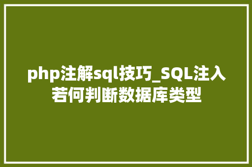 php注解sql技巧_SQL注入若何判断数据库类型