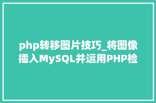 php转移图片技巧_将图像插入MySQL并运用PHP检索图像