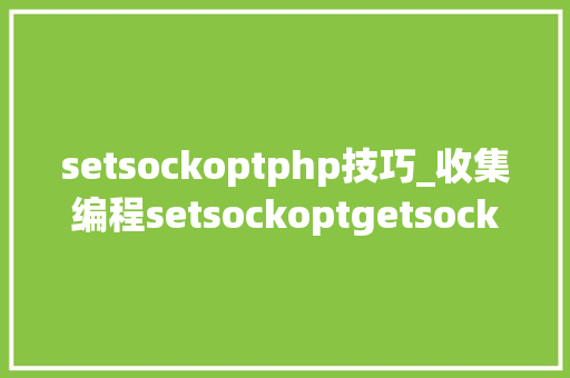 setsockoptphp技巧_收集编程setsockoptgetsockopt函数