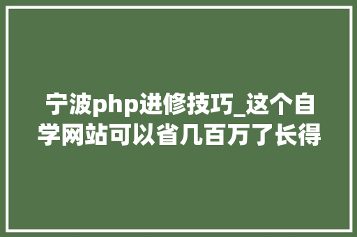 宁波php进修技巧_这个自学网站可以省几百万了长得帅的已经在进修的路上了