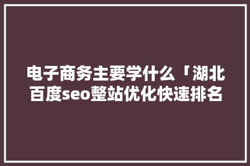 电子商务主要学什么「湖北百度seo整站优化快速排名」 电子商务主要学什么「湖北百度seo整站优化快速排名」 网站建设