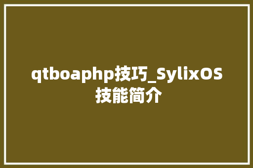 qtboaphp技巧_SylixOS 技能简介
