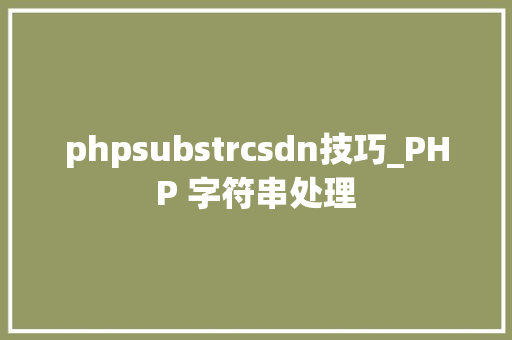 phpsubstrcsdn技巧_PHP 字符串处理
