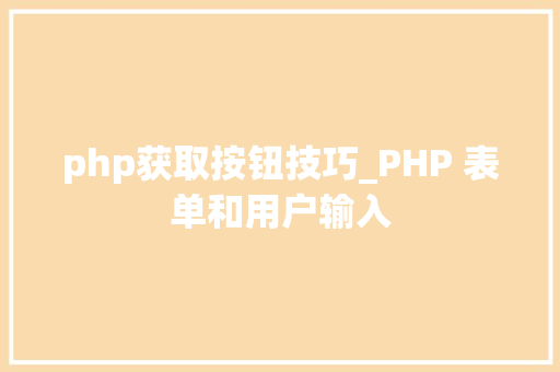 php获取按钮技巧_PHP 表单和用户输入