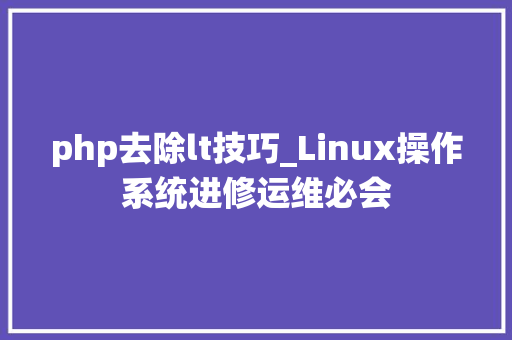 php去除lt技巧_Linux操作系统进修运维必会