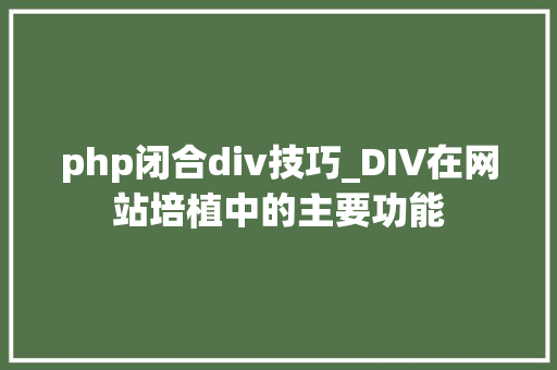 php闭合div技巧_DIV在网站培植中的主要功能
