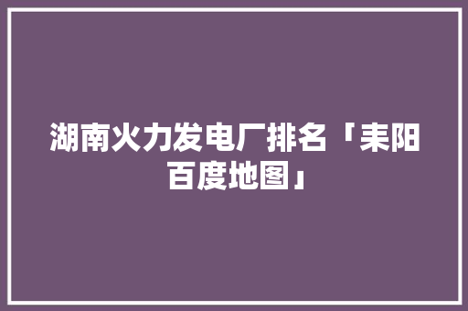 湖南火力发电厂排名「耒阳百度地图」