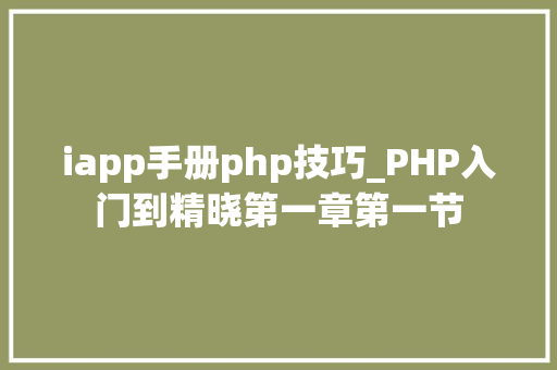 iapp手册php技巧_PHP入门到精晓第一章第一节