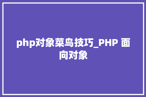 php对象菜鸟技巧_PHP 面向对象