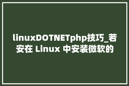 linuxDOTNETphp技巧_若安在 Linux 中安装微软的 NET Core SDK