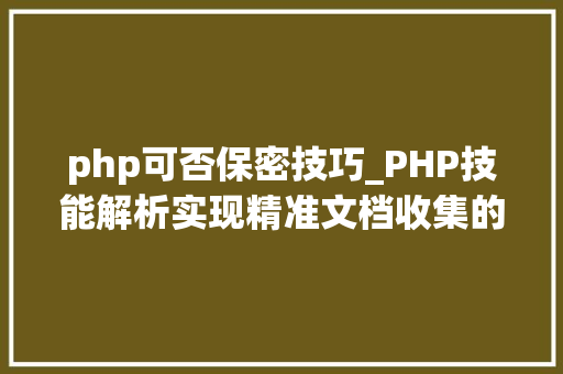 php可否保密技巧_PHP技能解析实现精准文档收集的策略与实践