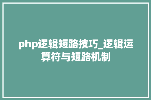 php逻辑短路技巧_逻辑运算符与短路机制